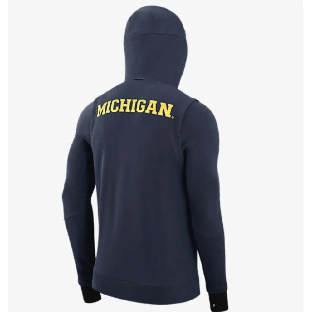 Jordan Hoodie Men Medium Blue 465 Icon‎ Fleece Michigan Wolverines Tech Full Zip